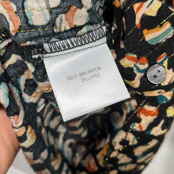 Jane Delancey Women's Multi Color Patterned Top striped Button Down Career Sz L - Picture 4 of 13